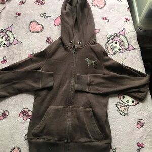 victorias secret love pink vintage brown zip up